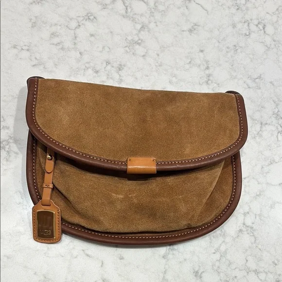 UGG Australia Brown Tan Leather Suede Crossbody Messenger Purse - Picture 5 of 10